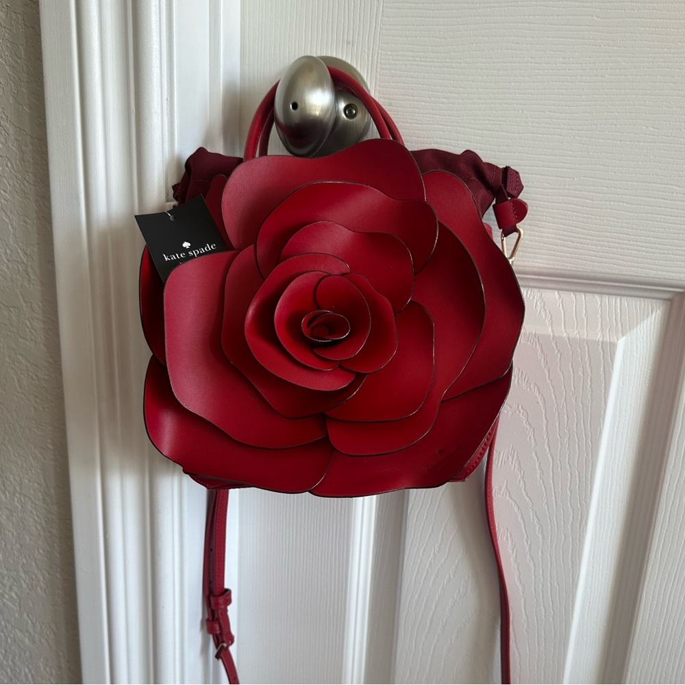 Kate Spade red rose handbag with crossbody strap